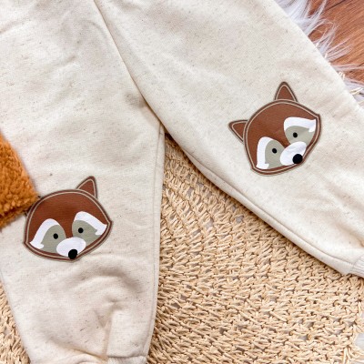 Conj. Jaqueta de Soft com Capuz e Calça de Linho Raposinha - Caramelo